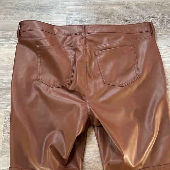 Torrid Faux Leather Pants Brown Plus Size 22R High Rise Skinny Moto Style - Picture 5 of 10